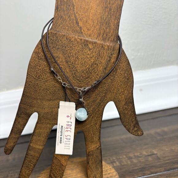NWT Free Spirit Peyote Bird Brown Leather Bracelet with Blue Stone - Picture 3 of 7